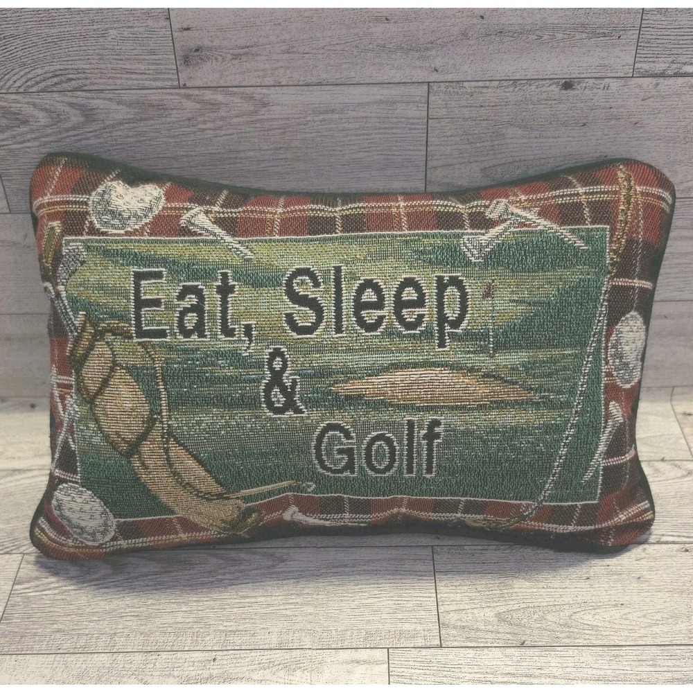 Vintage "Eat, Sleep, Golf" Pillow 12" X 8" On The Green Golf